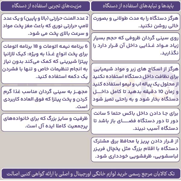 راهنمای استفاده از آون توستر داتیس مدل 740