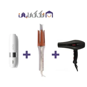 ست سشوار پرومکس 7240، ماشین اصلاح بانوان 1000 و اتو و فرکننده مو شیگلم 25